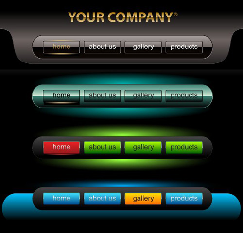 Company website menu buttons vector collection 11