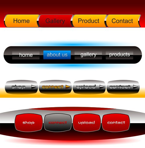 Company website menu buttons vector collection 14