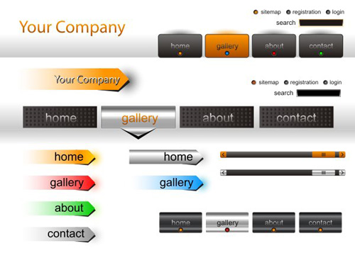 Company website menu buttons vector collection 21