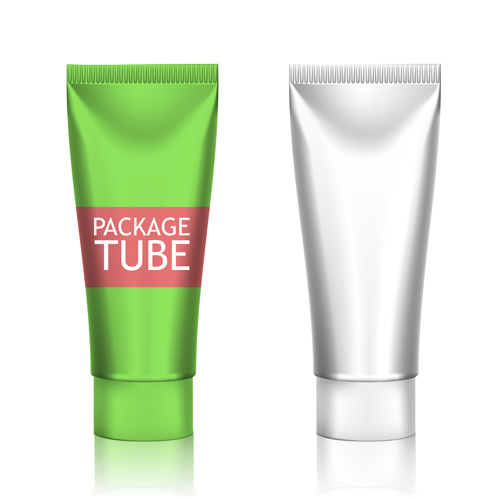 Cosmetics packages tube blank vector 02
