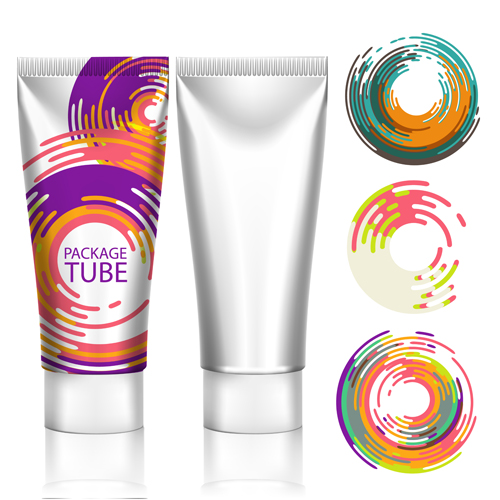 Cosmetics packages tube blank vector 06