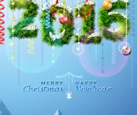 Creative 2016 christmas with new year vector design 01