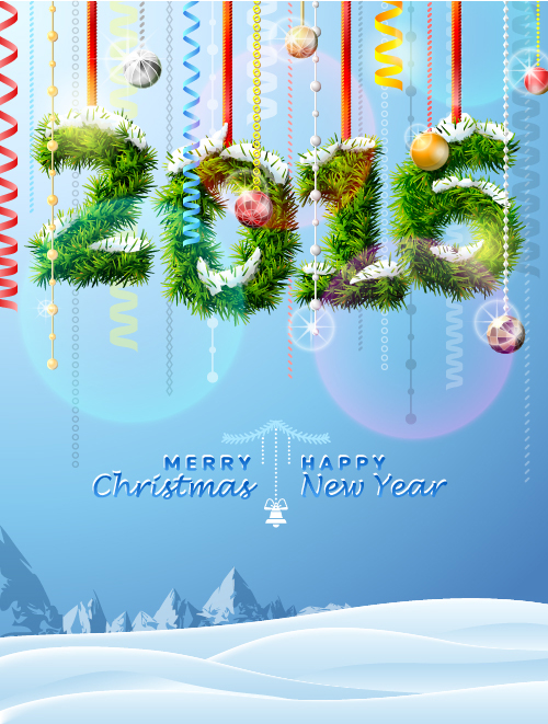Creative 2016 christmas with new year vector design 01