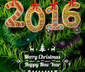 Creative 2016 christmas with new year vector design 03