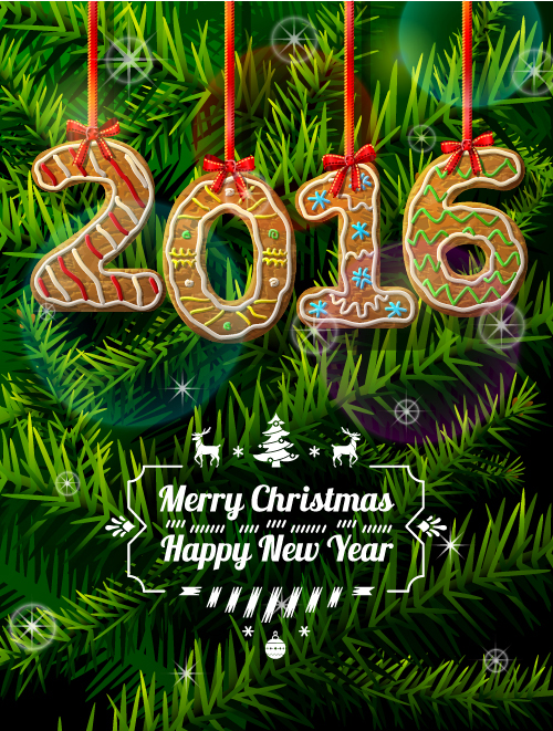 Creative 2016 christmas with new year vector design 03