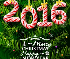 Creative 2016 christmas with new year vector design 06