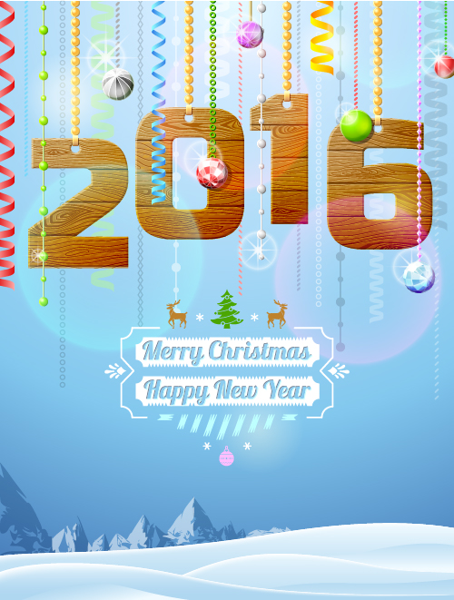 Creative 2016 christmas with new year vector design 07