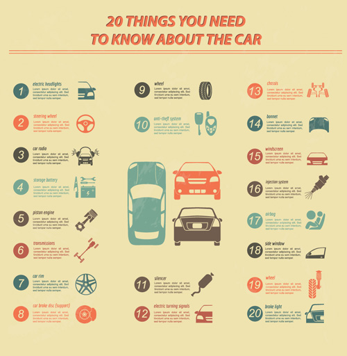 Creative car service infographics template vector 05