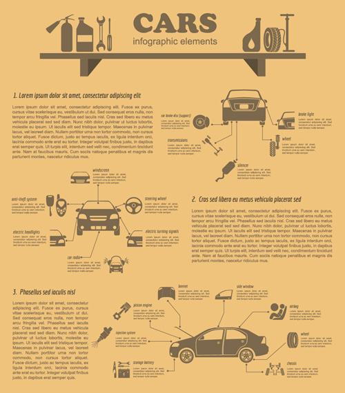 Creative car service infographics template vector 06
