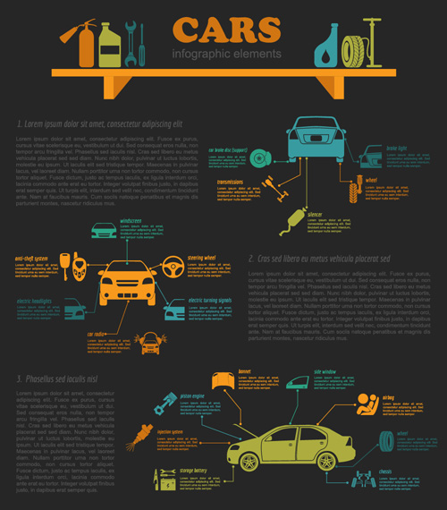 Creative car service infographics template vector 07