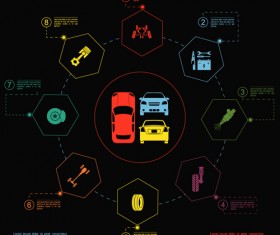 Creative car service infographics template vector 08