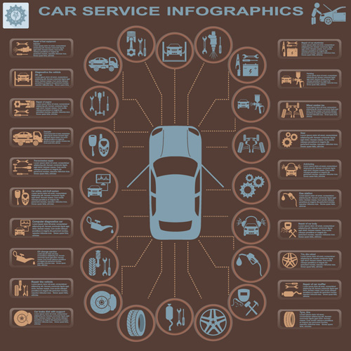 Creative car service infographics template vector 10