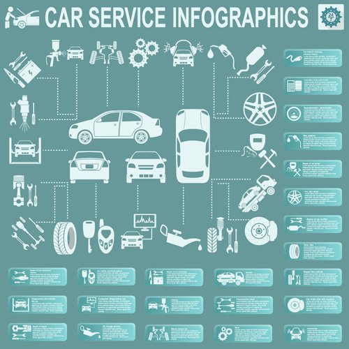 Creative car service infographics template vector 11