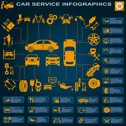 Creative car service infographics template vector 12