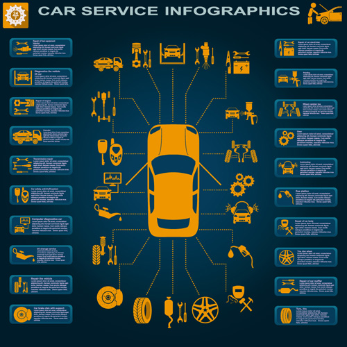 Creative car service infographics template vector 13