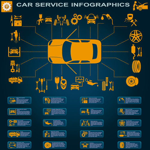Creative car service infographics template vector 14