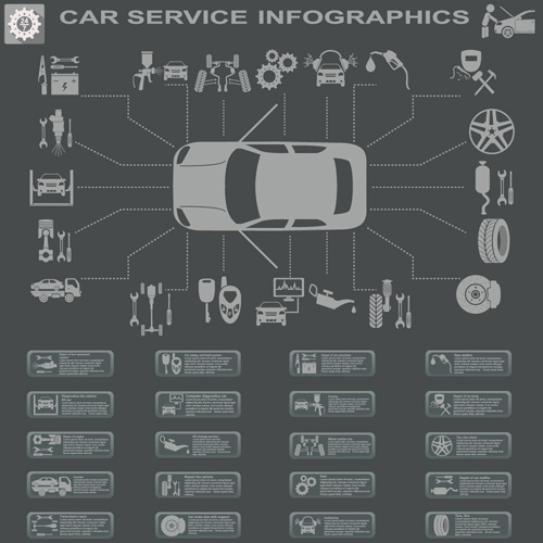 Creative car service infographics template vector 15