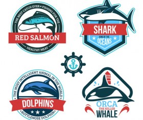 Creative fish label vector set