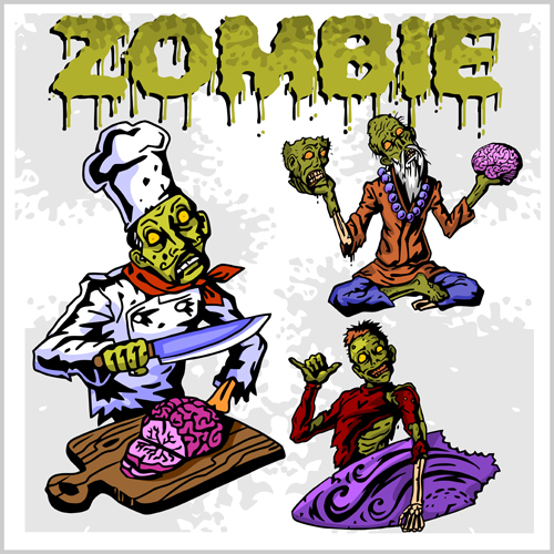 Creative zombie design vector set 02