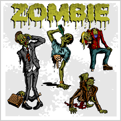 Creative zombie design vector set 05