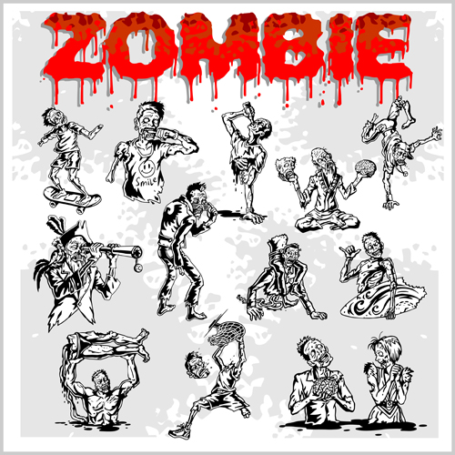 Creative zombie design vector set 07