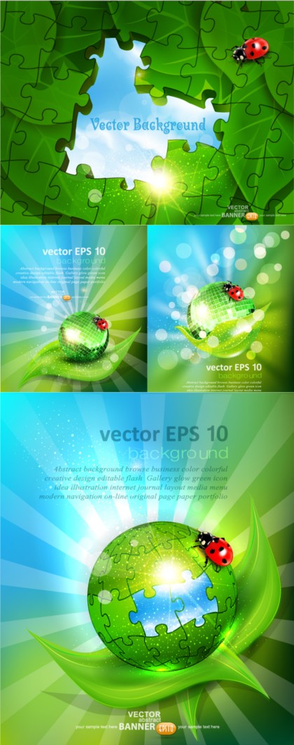 Creative green natural with puzzle background vector