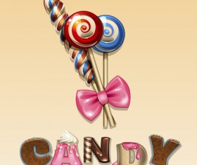 Cute candy with pink bow vector