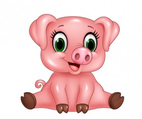 Cute pink pig cartoon vector