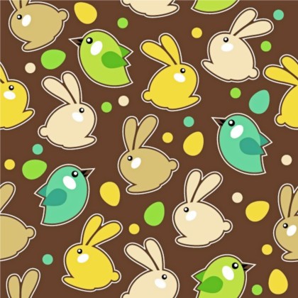 Cute rabbits with birds seamless pattern vector