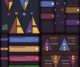 Dark color infographics business tamplate vector 01