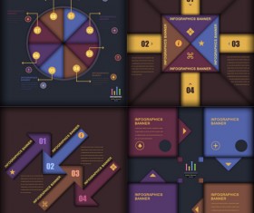 Dark color infographics business tamplate vector 02