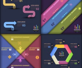 Dark color infographics business tamplate vector 03