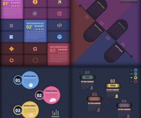 Dark color infographics business tamplate vector 04