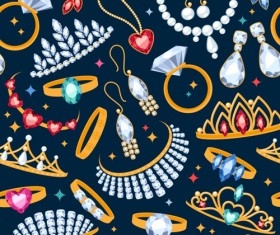 Diamond and Jewelry pattern seamless vector