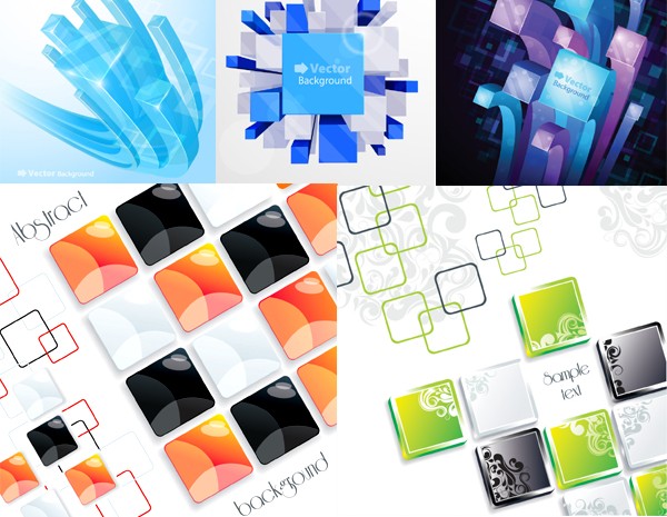 Different cube backgrounds vector set