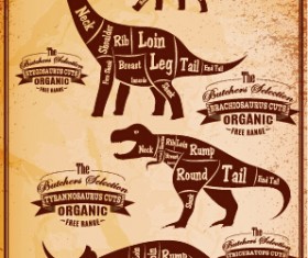 Dinosaur cuts labels vector material