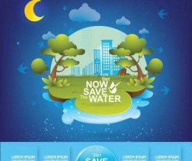 Eco life with save water template vector 02