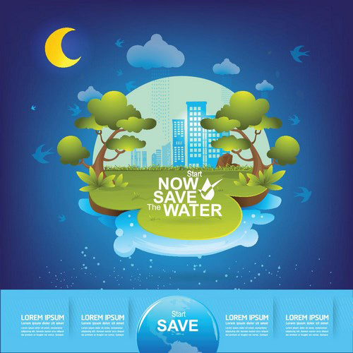 Eco life with save water template vector 02