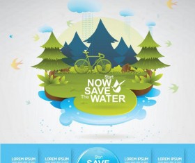 Eco life with save water template vector 03