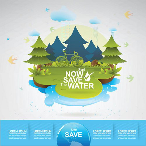 Eco life with save water template vector 03
