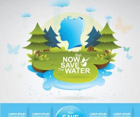 Eco life with save water template vector 04