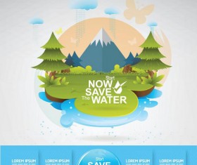 Eco life with save water template vector 05