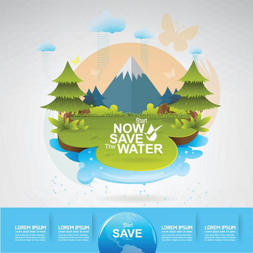Eco life with save water template vector 05