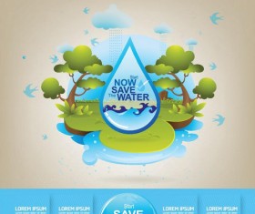 Eco life with save water template vector 06