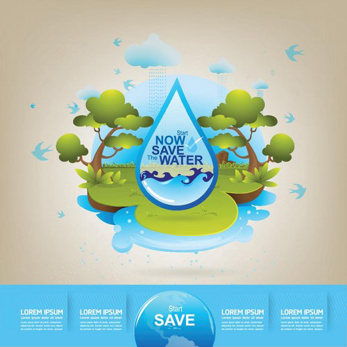 Eco life with save water template vector 06