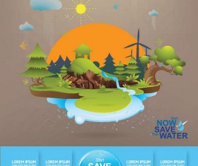 Eco life with save water template vector 07