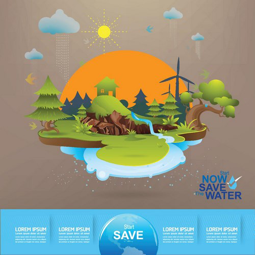 Eco life with save water template vector 07