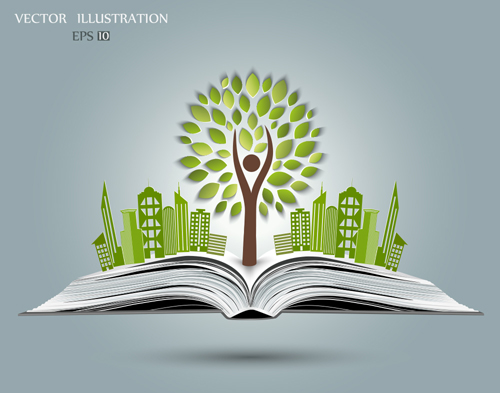 Ecology with book concepts template vector 03