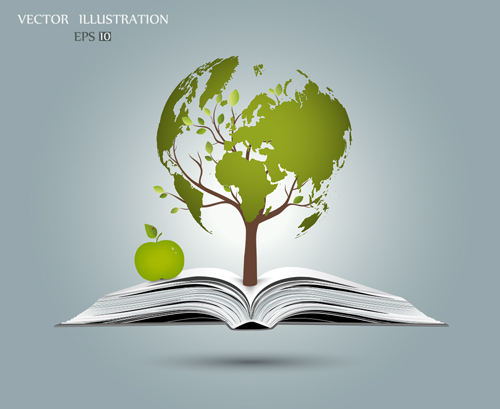 Ecology with book concepts template vector 07