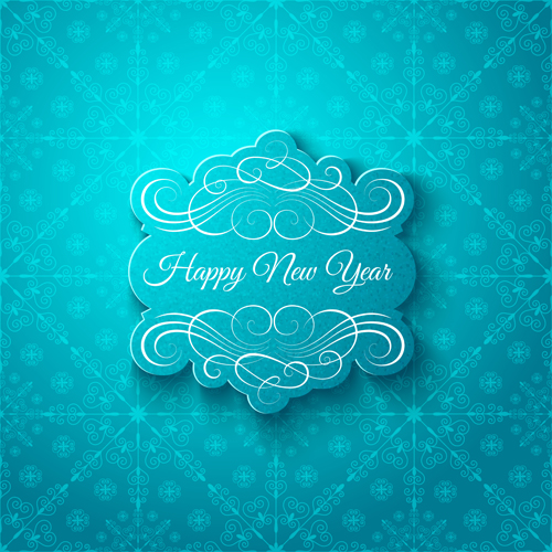 Elegant new year card with snowflake pattern vector 01